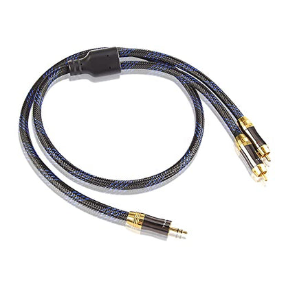 Dual Shielded (OD 8.0mm) 3.5mm AUX to 2 RCA Audio Adapter Cable (4FT) - size: 4 Feet