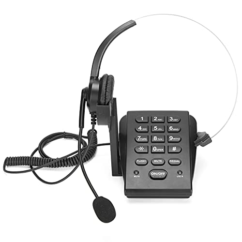 HT700 Corded Telephone with Headset Omnidirectional Microphone Call Center Phone Hands-Free Wired for Office Home, 330° Rotating Headset, Volume Adjustable, No Battery Needed