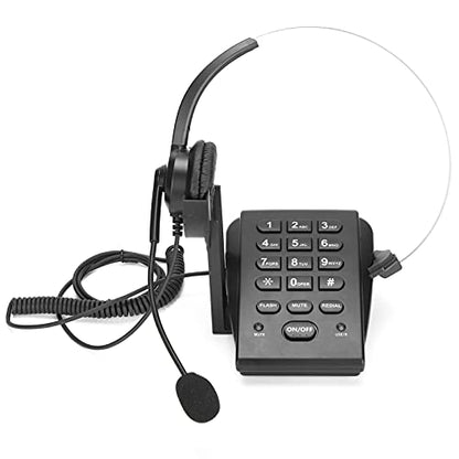 HT700 Corded Telephone with Headset Omnidirectional Microphone Call Center Phone Hands-Free Wired for Office Home, 330° Rotating Headset, Volume Adjustable, No Battery Needed