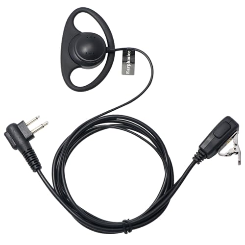 2 Pin D Shape Earpiece for Motorola Radios, Walkie Talkie Headset with Mic PTT, ONLY Compatible with CP200 GP2000 XU1100 PRO1150 MU12 Two Way Radio, Pack of 2
