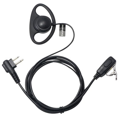 2 Pin D Shape Earpiece for Motorola Radios, Walkie Talkie Headset with Mic PTT, ONLY Compatible with CP200 GP2000 XU1100 PRO1150 MU12 Two Way Radio, Pack of 2