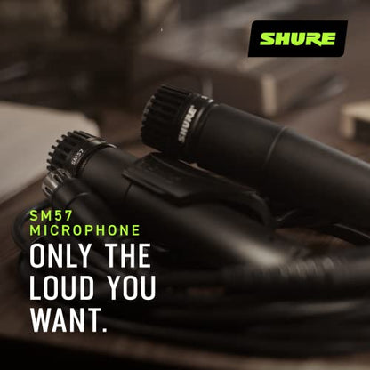 Shure SM57 Pro XLR Dynamic Instrument Microphone | Cardioid dynamic mic for studio and live instruments, drums, percussion and amp miking; recording-ready