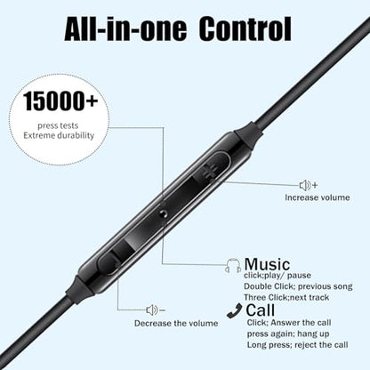 USB-C Headphone for Samsung S26 S25 FE S24 A16 A17 Wired Earbuds Magnetic in-Ear Type C Earphone with Microphone Volume Control Bass Stereo Noise Canceling for iPhone 17 Pro Max 16 16e 15 Pixel 10a 9a