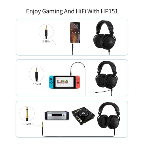 SoundMAGIC HP151 Over-Ear Wired Headphones, HiFi, Removable Cable, Black
