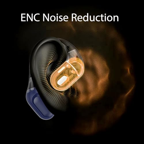 Open Ear Headphones, Translation Earbuds, Blue | HD Mic Wireless Earbuds, 48H Playtime LED Power Display - color: Dark blue
