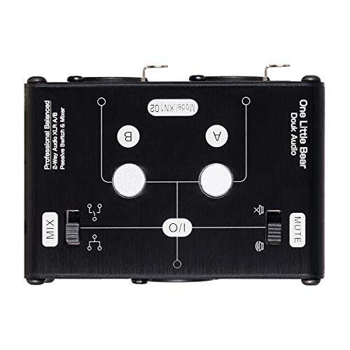 Douk Audio 2 Way XLR Balanced Stereo Audio Switcher Passive A/B Mini Switch Box Mixer Sound Splitter (KN102, 2-IN-1-OUT)