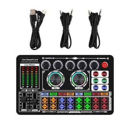5V 1A F999 Live Sound Card Body Built-in Rich Sound Effects One-Button Noise Reduction BT Wireless Accompaniment