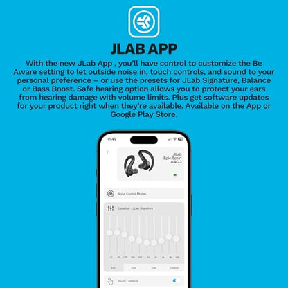 JLab, Epic Air Sport ANC 3, True Wireless Earbuds, Active Noise Cancelling, Bluetooth, Sport, Black - style: ANC Gen 3