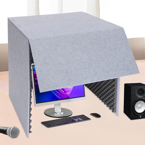Desktop Soundproof Cover, 80x80cm Portable Vocal Isolation Booth with Acoustic Foam, Microphone Isolation Booth Cube, Noise Reducing Shield for Microphone, Streaming, and Office Privacy (Black) - color: Black