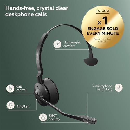 Jabra Engage 45 SE (Second Edition) Wireless Single-Ear Headphones - Bluetooth, Noise-Canceling Microphone, 13 hour Battery Life, Dual Connectivity, MS Teams Certified, Supports Other Platforms, Black - style: Single-Ear