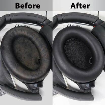 Adhiper XM4 Replacement Ear Pads for Sony WH-1000XM4 Headphones - Black | Soft Protein Leather & High-Density Memory Foam Earpads for Sony WH1000XM4, Without Affecting Sensor