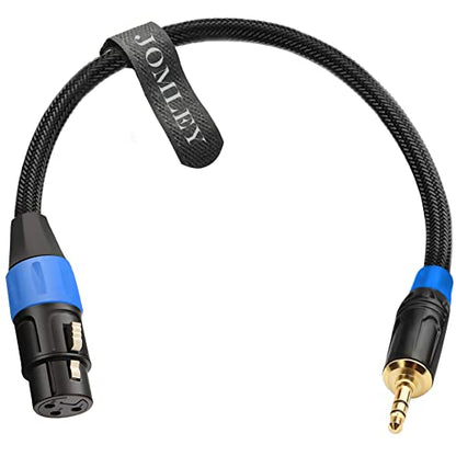 XLR to 3.5mm Balanced Cable Adapter, Gold-Plated 1/8 inch Mini Jack Stereo to Regular XLR Female Mono Audio Adapter Cable for Condenser Microphones - 1ft - style: 3.5mm to XLR Female