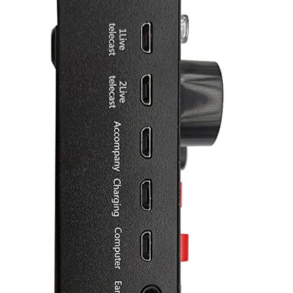 V8S Microphone USB Rechargeable DSP External Mixer Karaoke 3.5Mm Interface Sound Card Portable Live Broadcast Stereo, Black, 500366341