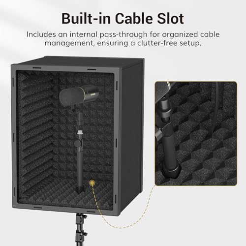 TONOR Microphone Isolation Shield, Professional Mic Shield for Studio with Tripod Stand, Adjustable Height Max 53.1 inch, Sound Proof Box for Singing, Recording Studio Equipment