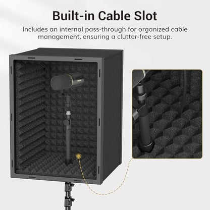 TONOR Microphone Isolation Shield, Professional Mic Shield for Studio with Tripod Stand, Adjustable Height Max 53.1 inch, Sound Proof Box for Singing, Recording Studio Equipment