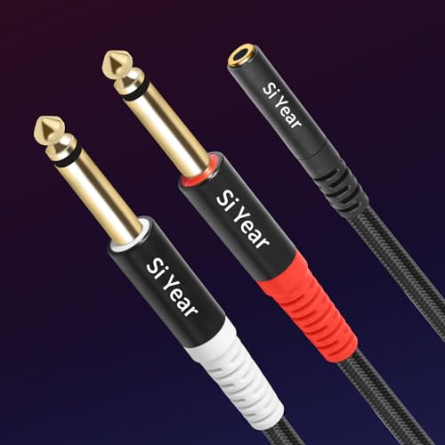 3.5mm to Dual 1/4 TS Stereo Breakout Cable,1/8 inch to 1/4 inch Mono Y Splitter Audio Cord Adapter (30cm/2Pack) - color: 3.5F-2X6.35-2PACK