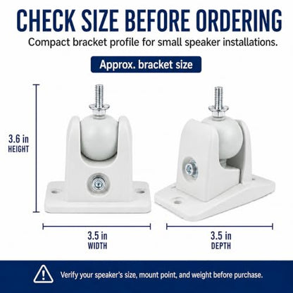 Jumbl SINSB7W ProGrip Ultra Stainless Steel Speaker Wall Mount Bracket White, Pair of 2 - Thread Size: 1/4-20 - Holds up to 10 Lbs - color: White