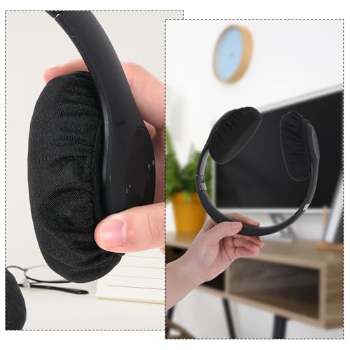 Piriuuo 2 Pairs Headphone Covers, Washable Headphone Ear Covers Stretchable Headphone Covers for Ears Black Headset Ear Covers Earphone Covers Headphone Ear Covers Replacement