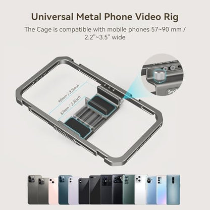SmallRig Universal Phone Cage, Smartphone Video Rig Kit with Handles, Handheld Filmmaking Vlogging Case Stabilizer for Videomaker, for iPhone 17/16/15 for Samsung for Pixel and Other Android Phones - style: Cage w/ Dual Handles