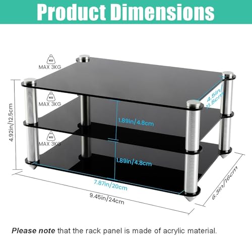 Mini Audio Component Rack, 2 Tier Audio Tower Small Desktop Rack, AV Media Stand Display Stand Clear Shelf for Tabletop Organizer, DVD Players, Office(Transparent) - color: Transparent