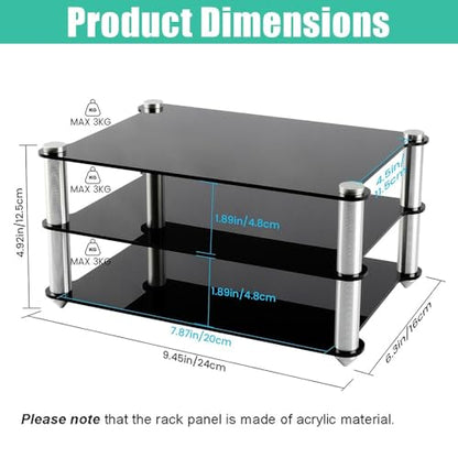 Mini Audio Component Rack, 2 Tier Audio Tower Small Desktop Rack, AV Media Stand Display Stand Clear Shelf for Tabletop Organizer, DVD Players, Office(Transparent) - color: Transparent
