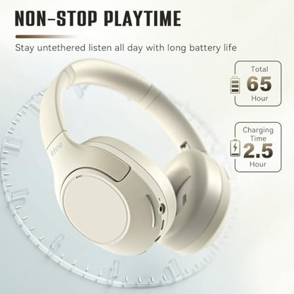 FIFINE X3W Bluetooth Wireless Headphones with Mic, Active Noise Canceling | Up to 65H Playtime, 3 Mode Options, Soft Earpad, Touch Control Panel, Transparency Mode, for Music, Phone Calls, Sport Travel - color: White