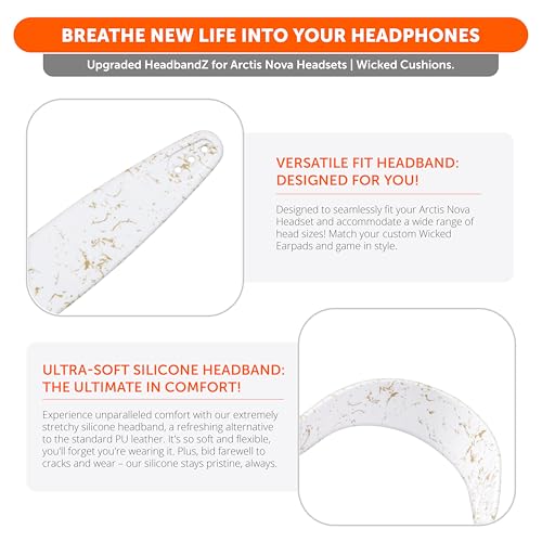 WC HeadbandZ Arctis Nova - Upgraded Silicone Headband for Arctis Nova Headsets by Wicked Cushions - Enhanced Flexibility, Comfort, and Style with Matching Earpad Designs | Gold Marble - color: Gold Marble