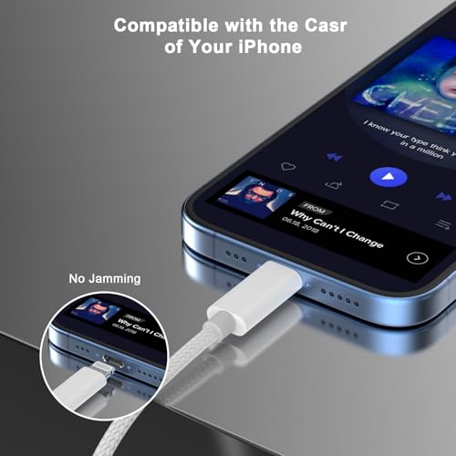 [Apple MFi Certified] iPhone Aux Cord for Car 2 Pack 3.3ft White | Lightning to 3.5 mm AUX Audio Nylon Braided Cable Cord to Car Home Stereo/Speaker/Headphone for iPhone 14 13 12 11 Pro Max - size: Lightning/Woven
