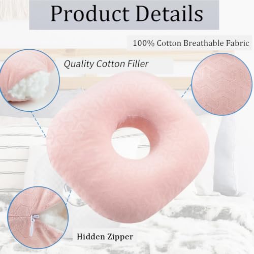 Ear Piercing Pillow with Hole for Cartilage Piercings, CNH Support (Lightpink Herringbone) - color: Lightpink Herringbone