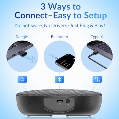FreeChat Speakerphone, Conference Speaker with 4 Mics, 360° Enhanced Voice Pickup | AI Noise Reduction, AI Echo Cancellation, Auto Volume Balance, Plug & Daisy Chain, Full-Duplex Calling - color: Supports 2-Unit Daisy-Chaining