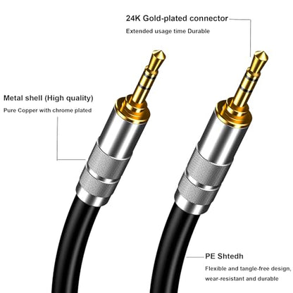 3.5mm AUX Cord 3ft, Stereo Audio Cable 3.5mm Male to Male Stereo Aux Cable Right Angle Gold-Plated Clear Sound - size: 3.2ft/1M, style: 3.5mm Straight