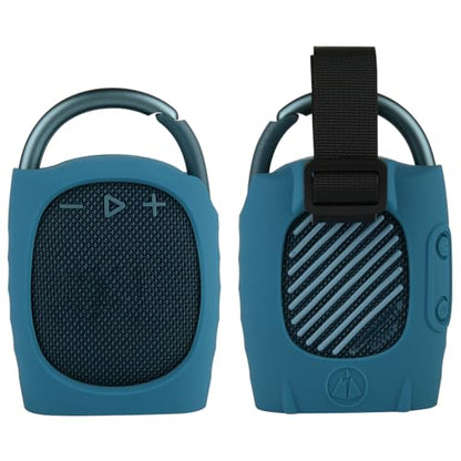 Silicone Protective Carrying Case Compatible with JBL Clip 4 - Portable Mini Speaker Stand UP Cover Pouch for JBL Clip 4 (Blue) - color: Blue