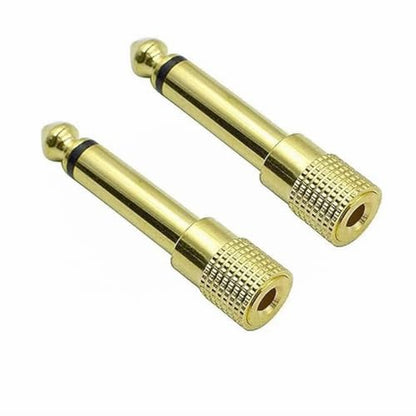 1/4 Mono to 1/8 Mono Adapter, 5-Pack 6.35mm TS Male to 3.5mm Female Audio Connector, Gold