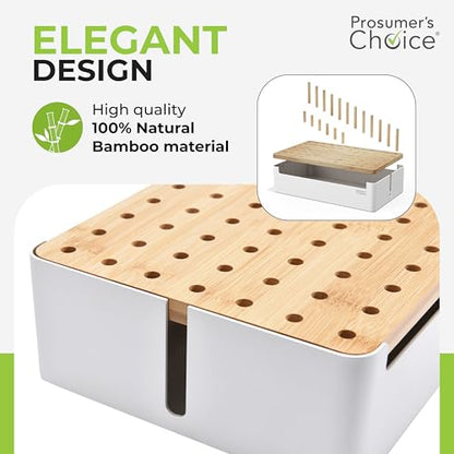 Prosumers Choice Bamboo Charging Station - Multi Charger Station Organizer - Desk Docking Station for Phones, Tablets, Laptop - Wooden Charging Station with Removable Dividers - Cables Not Included - color: Metal & Bamboo White