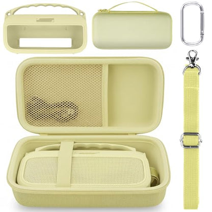 co2CREA Hard and Silicone Case for Bose SoundLink Flex 2/1,Citrus Yellow | 2nd Gen Compatibility, Dual-Layer Protection, EVA Hard Shell, Silicone Cover, Adjustable Shoulder Strap, Aluminum Carabiner - color: Citrus Yellow Case