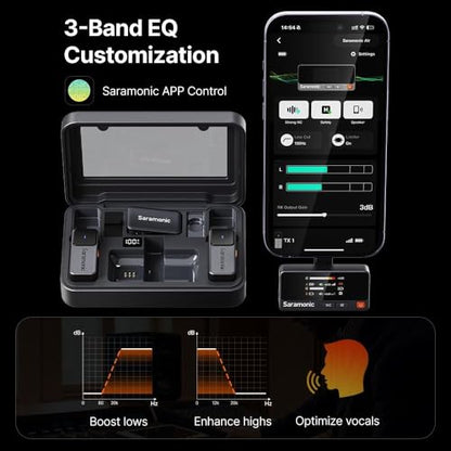 Saramonic Air Wireless Microphone for iPhone/Camera/Android, 11g Ultralight, 48kHz/24-bit,120dB Max SPL, 2 Lavalier Microphones, 300m Range, Noise Cancelling, Vlog, Streaming - color: Combo (USB C+Lightning RX+Lavalier Microphone)