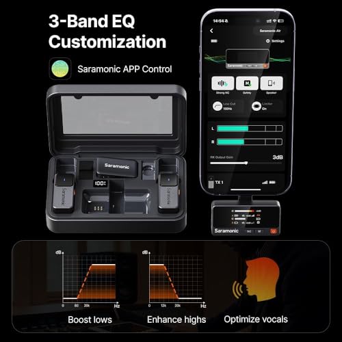 Saramonic Air Wireless Microphone for iPhone/Camera/Android, 11g Ultralight, 48kHz/24-bit,120dB Max SPL, 2 Lavalier Microphones, 300m Range, Noise Cancelling, Vlog, Streaming - color: Combo (USB C+Lightning RX+Lavalier Microphone)