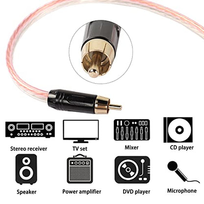 RCA Speaker Wire Pigtail Bare Cable RCA Plug Open End Subwoofer Wire-2 M
