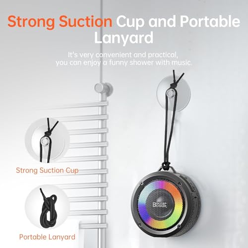 Bluetooth Shower Speaker with Light, Enhanced bass, Upgraded Portable Shower Speakers, Dual bass Driver, 12H Playtime