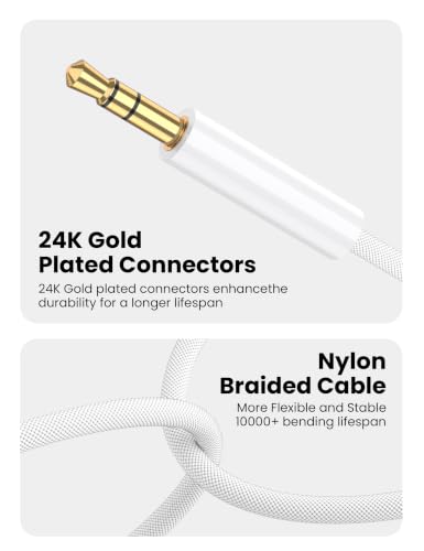 Fidioto 2Pack 6.6Ft 3.5mm Audio Cable, Aux Cable Input Adapter Male to Male, 1/8 Auxiliary Stereo Aux Cord Compatible with Headphones, Car Audio, Home Stereo Systems, iPods, iPad, Echo and More - size: 2M