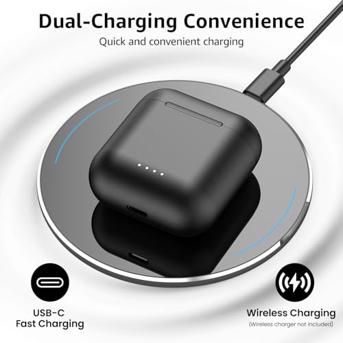 TOZO T6 Wireless Earbuds Bluetooth 5.3 Stereo Sound in Ear Headphones | 50H Long Playtime Ear buds with Charging Case, App Customizable EQs, IPX8 Waterproof Earphones, AI Calls, Deep Bass - color: Dark Black