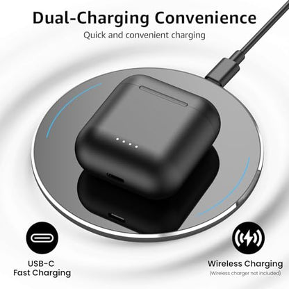TOZO T6 Wireless Earbuds Bluetooth 5.3 Stereo Sound in Ear Headphones | 50H Playtime Wireless Charging Case App Customizable EQs IPX8 Waterproof Earphones Dark Black - color: Dark Black