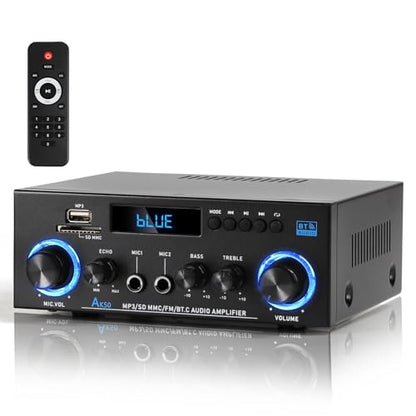 AK50 Bluetooth 5.0 Stereo Receivers, 2 Channel 400W Home Stereo Amplifier - size: AK-50