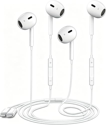 2 Packs Wired Headphones Earbuds for iPhone 14/13/12/11/XR/XS/X/8/7/SE | Wired Earphones with Built-in Microphone & Volume Control HiFi Stereo Nosie Reduction Support All iOS System