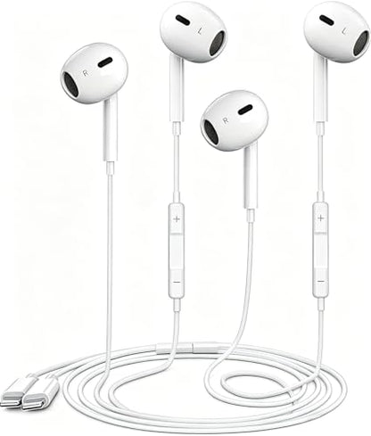 2 Packs Wired Headphones Earbuds for iPhone 14/13/12/11/XR/XS/X/8/7/SE | Wired Earphones with Built-in Microphone & Volume Control HiFi Stereo Nosie Reduction Support All iOS System