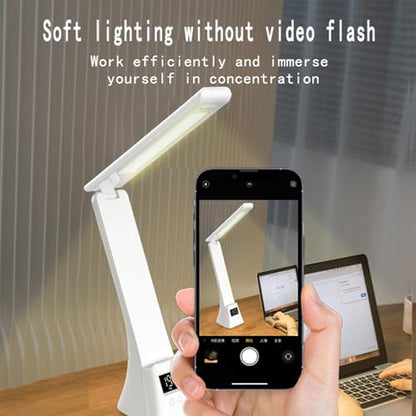 IHAO 3in1 Foldable Eye-Care Desk Lamp with 15W Wireless Charger & Digital Clock Touch Control, 3 Color Temperatures, Alarm, 180° Foldable, Phone Stand, Modern LED Table Lamp TYV-2088 White - color: Table Lamp TYV-2088 White