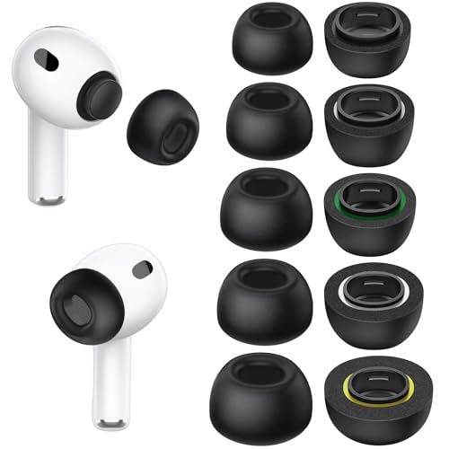 Memory Foam Ear Tips for AirPods Pro 3, Earbuds Replacement Tip 5 Pairs - size: XXS/XS/S/M/L