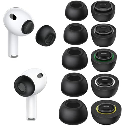 Memory Foam Ear Tips for AirPods Pro 3, Earbuds Replacement Tip 5 Pairs - size: XXS/XS/S/M/L