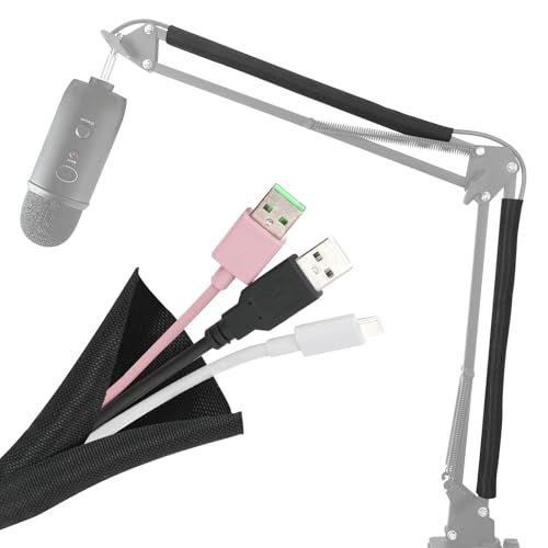 Wire Sleeves for Cables -Mic Boom Arm Cables Sleeve, Tidy up the Wire Harness, Versatile, Flexible and Easy to Install by YOUSHARES (2PCS)