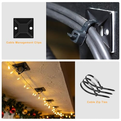 285 PCS Cable Management Kit - for Computer TV Under Desk - Black | cable organizer electrical cord management